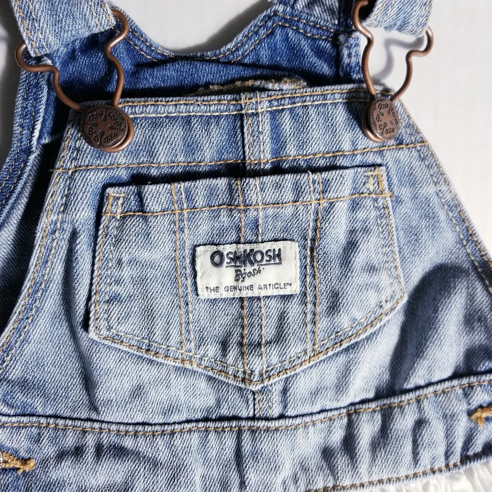 OSHKOSH JEAN BIB WHITE SKIRT GIRLS DRESS SIZE 9 MONTHS
